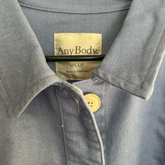 AnyBody Stretch Twill Utility Jacket with Pockets Blue Ice Size LP New - Picture 4 of 7